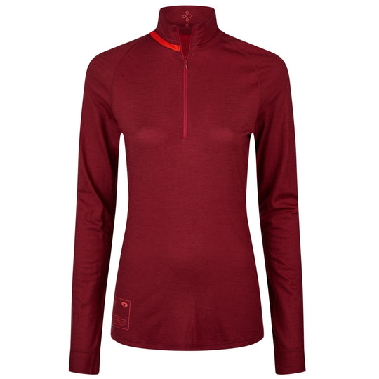 Merino Sportshirt langarm mit Reißverschluss für Frauen aus regionaler und biologischer Wolle in Deutschland hergestellt