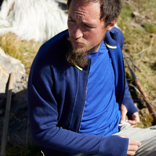 Fairer Männer-Strickjacke aus reiner biologischen französischen Merinowolle